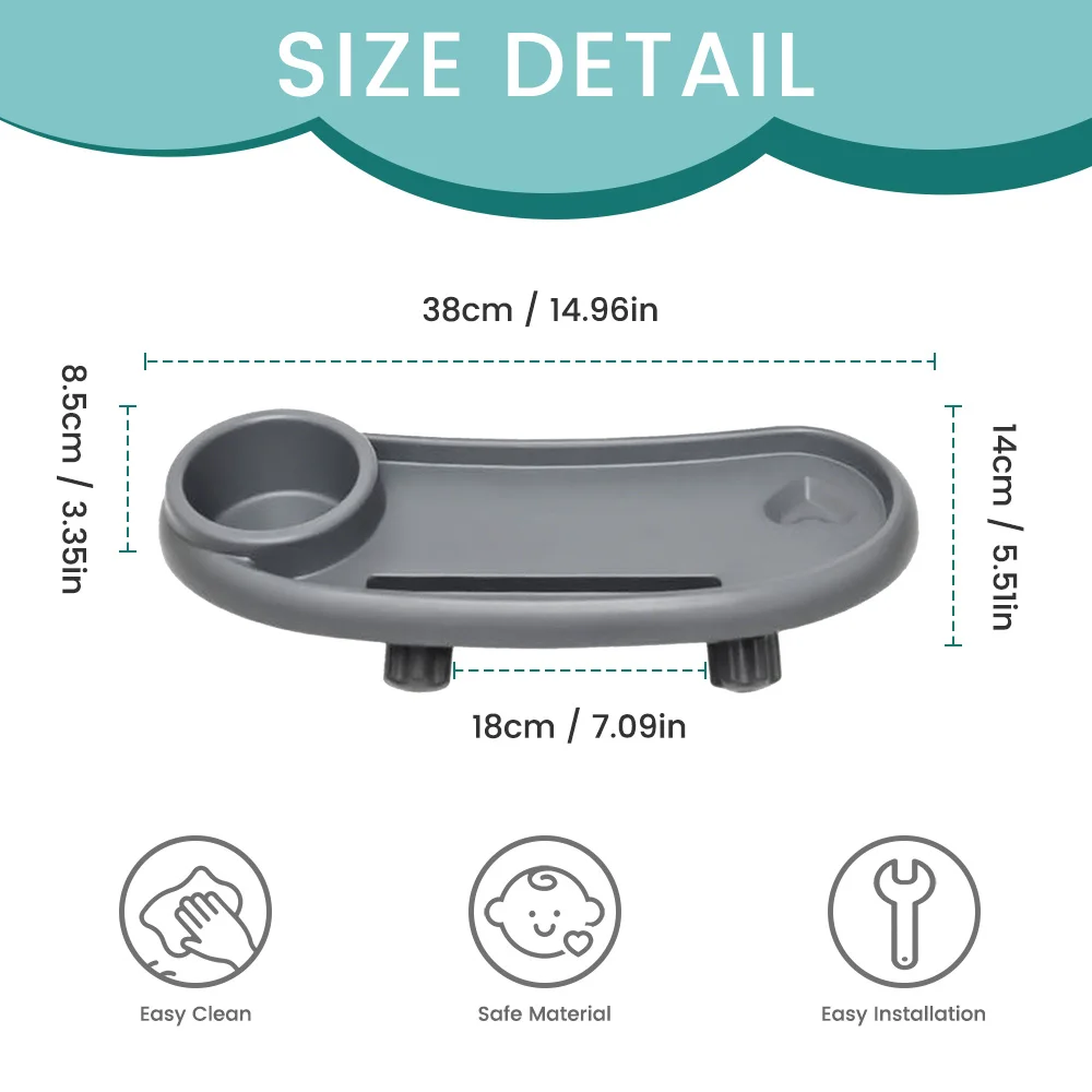 1PC Universal Baby Snack Tray for Stroller with Cup Holder, Infant Stroller Snack Tray with Cup Holder, Stroller Tray Attachment - Image 6