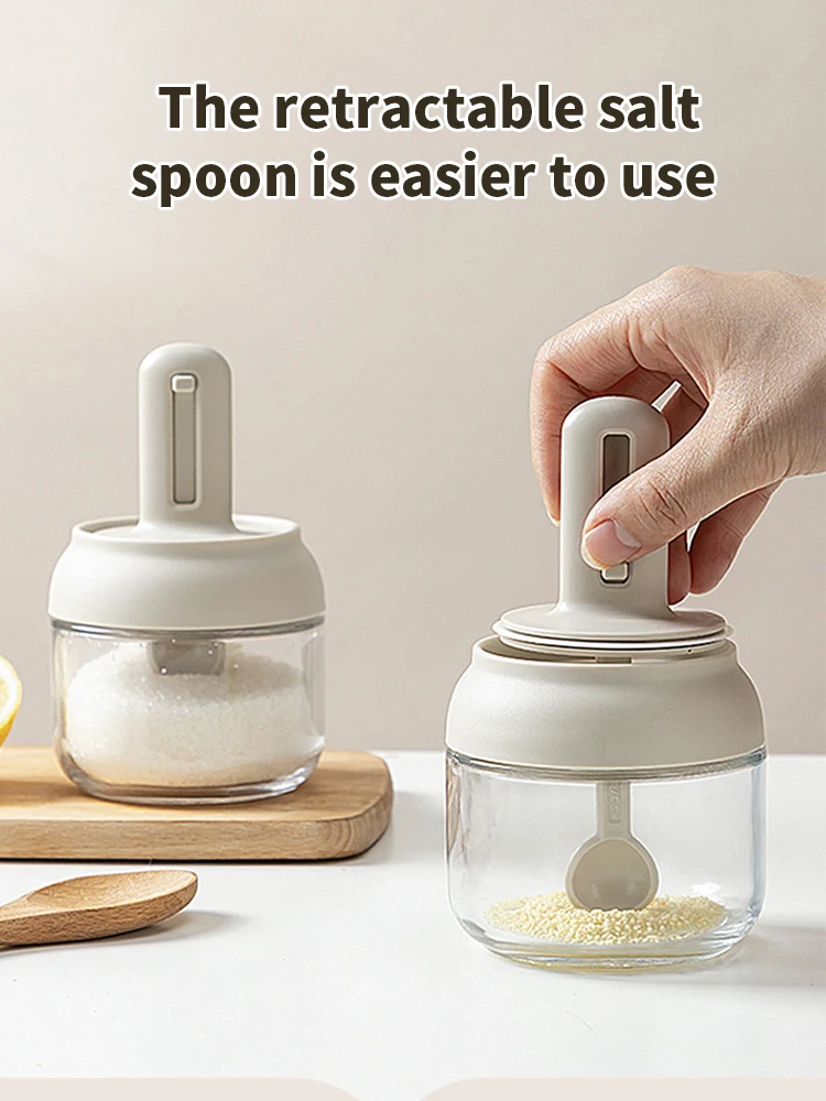 1/3 pcs Glass Seasoning Bottle With Telescopic Spoon Household Kitchen Salt Storage Box Leak Proof and Moisture-proof - Image 11