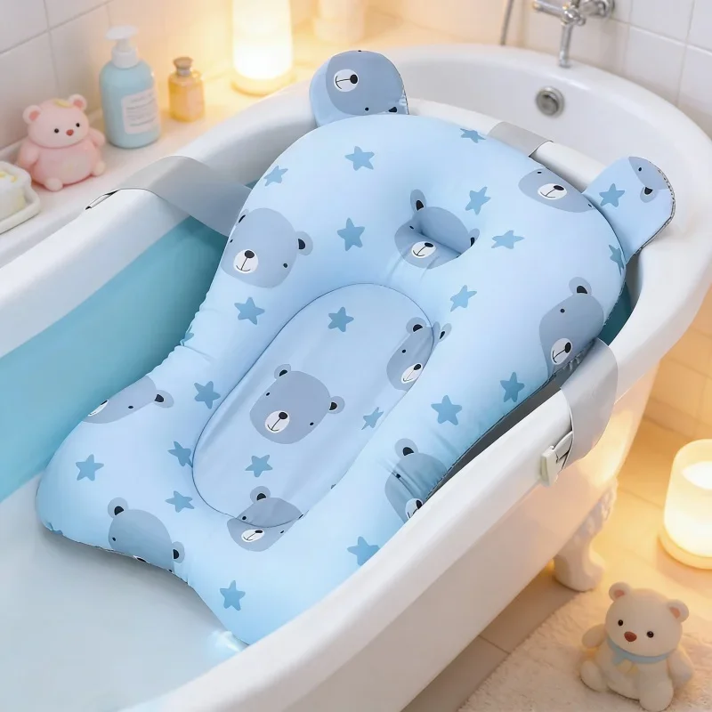 Foldable Floating Baby Bath Seat Pad Adjustable Bathtub Support Mat Shower Cushion Security Water Pad for Newborn Baby Bathing