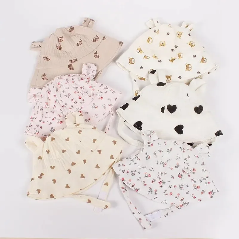 2026 Newborn Boys Girls Bucket Hat Summer Kids Toddler Panama Cap 0 to 12 Months Soft Cotton Baby Sun Hat With Ears Cute Bunny - Image 2