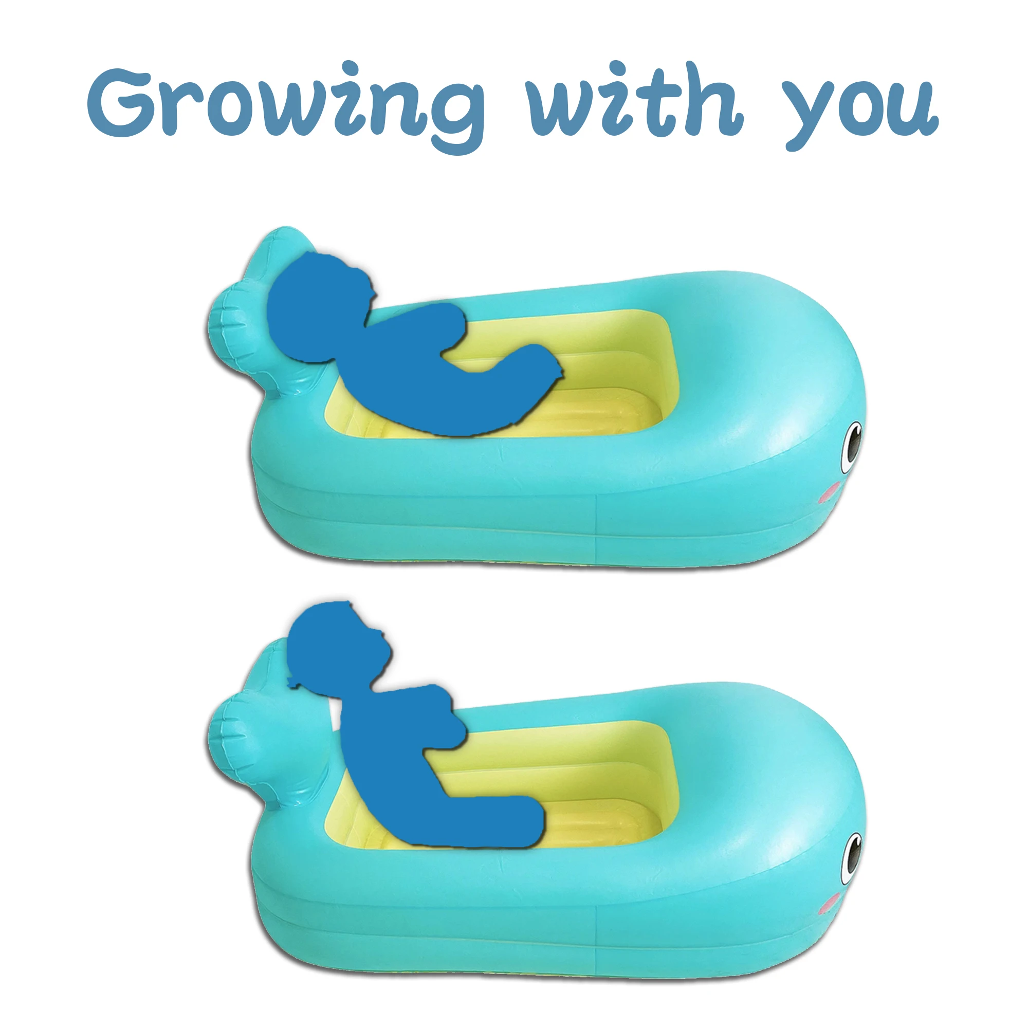 Inflatable Bathtub Pool for Sitting up, Blow up Portable Non-slip Baby Toddler Bathtub for Kids 0-6 Month, Yellow - Image 11