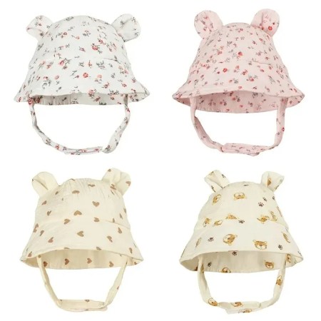 2026 Newborn Boys Girls Bucket Hat Summer Kids Toddler Panama Cap 0 to 12 Months Soft Cotton Baby Sun Hat With Ears Cute Bunny