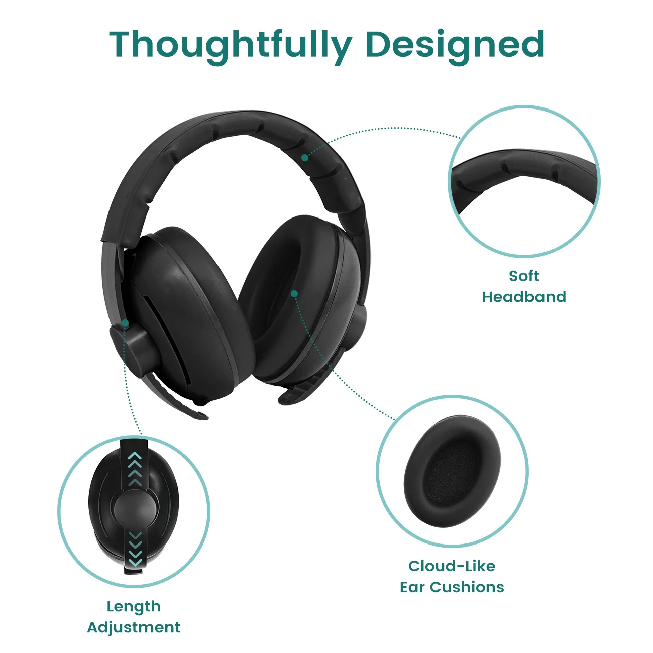 Ear Muffs for Infants with Elastic Headband, Baby Earmuffs Ideal for Flights, Baby Ear Noise Reduction Earmuffs - Baby Headphone - Image 4