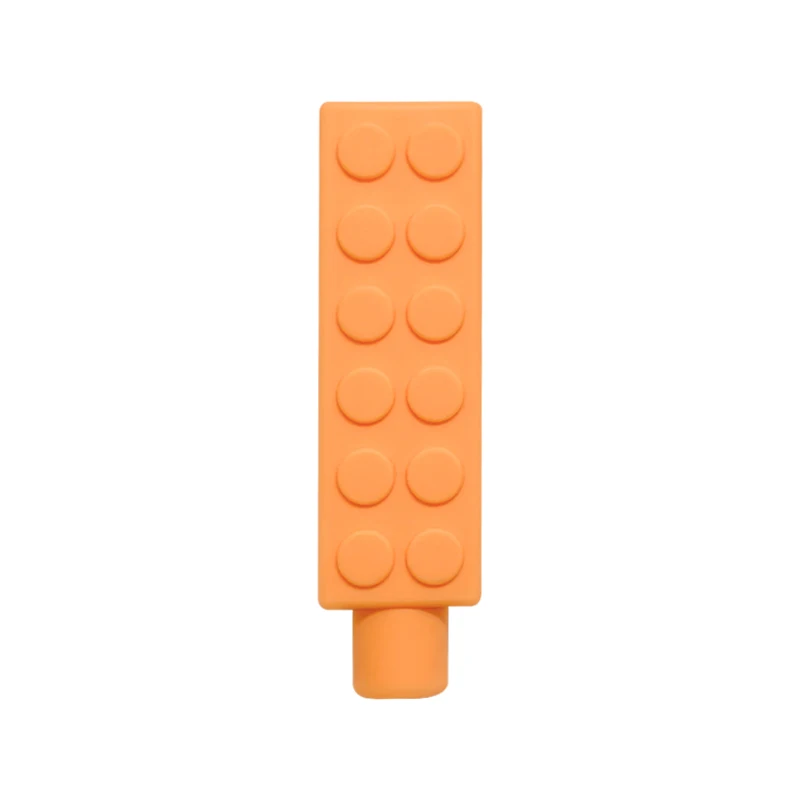 1/6pcs Building block Sensory Chew Necklace Brick Chewy Kids Silicone Pencil Topper Teether Toy Silicone teether for children - Image 9