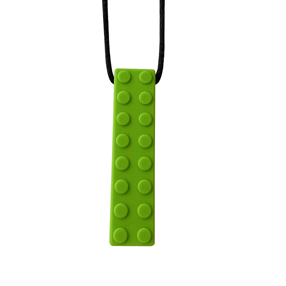 1/6pcs Building block Sensory Chew Necklace Brick Chewy Kids Silicone Pencil Topper Teether Toy Silicone teether for children - Image 14