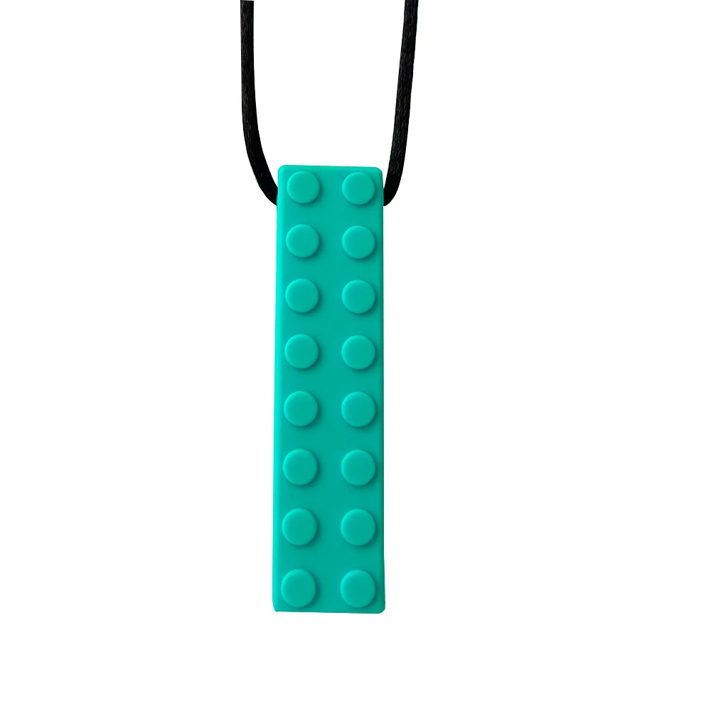 1/6pcs Building block Sensory Chew Necklace Brick Chewy Kids Silicone Pencil Topper Teether Toy Silicone teether for children - Image 20