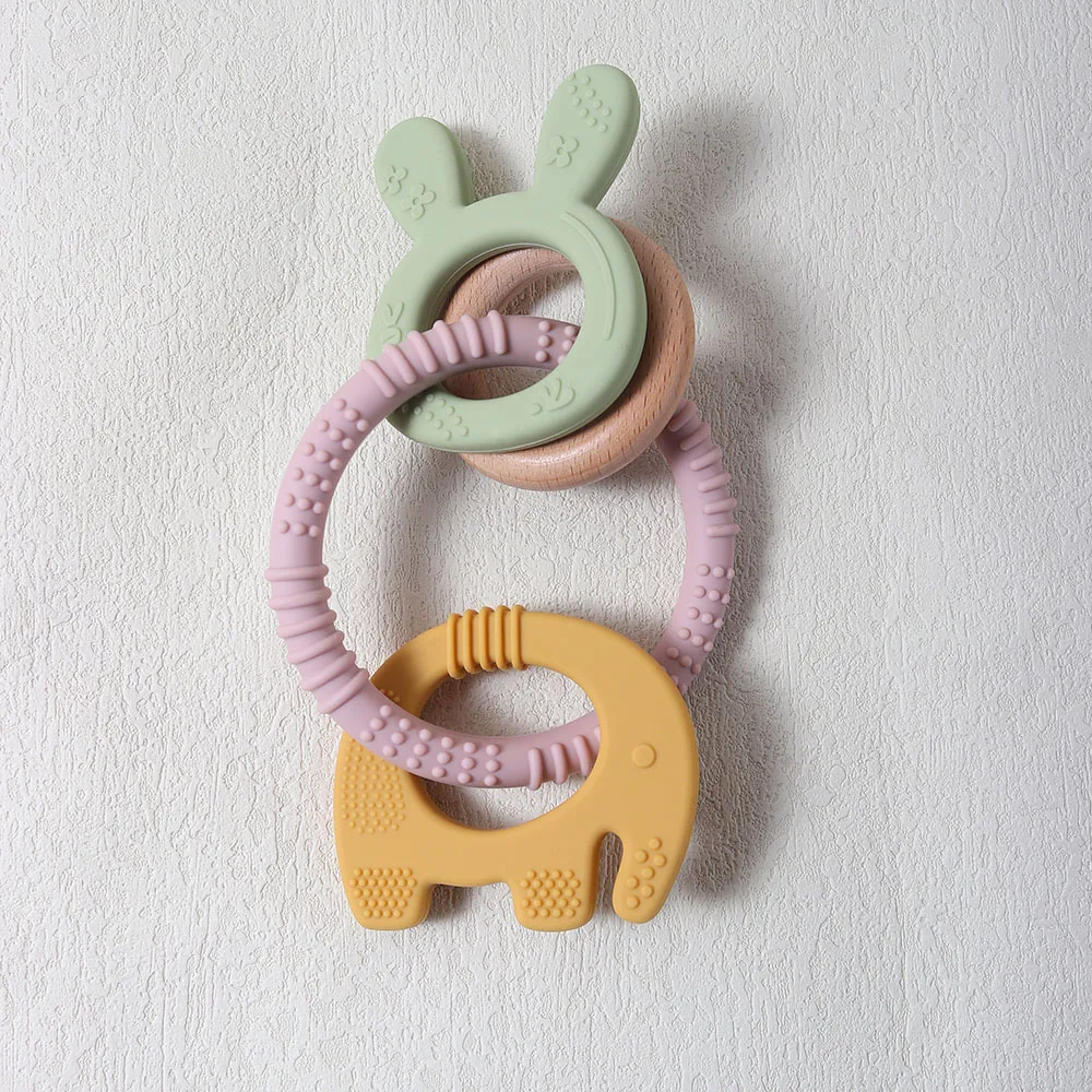 Silicone teether baby gift bunny elephant shaped cute teething ring toy chew bead rabbit sensoryd sensory gum relief soother - Image 7