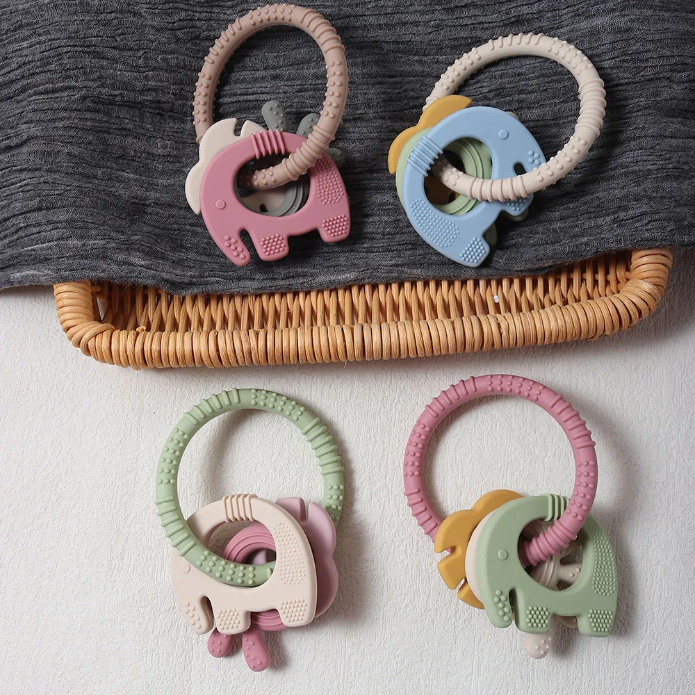 Silicone teether baby gift bunny elephant shaped cute teething ring toy chew bead rabbit sensoryd sensory gum relief soother - Image 5