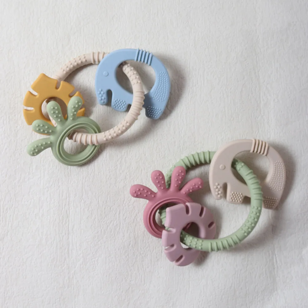 Silicone teether baby gift bunny elephant shaped cute teething ring toy chew bead rabbit sensoryd sensory gum relief soother - Image 4