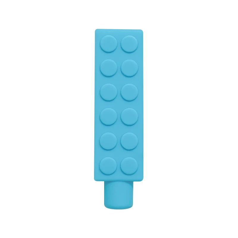 1/6pcs Building block Sensory Chew Necklace Brick Chewy Kids Silicone Pencil Topper Teether Toy Silicone teether for children - Image 7