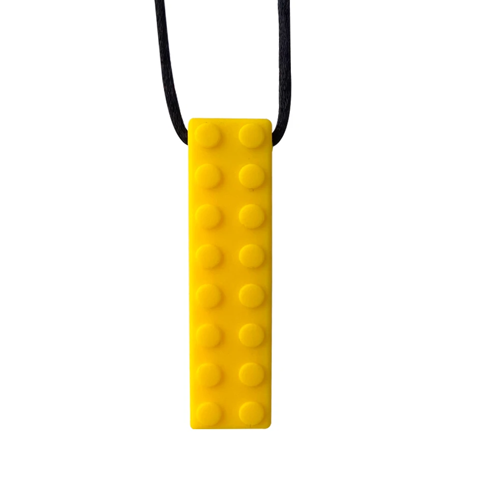 1/6pcs Building block Sensory Chew Necklace Brick Chewy Kids Silicone Pencil Topper Teether Toy Silicone teether for children - Image 11