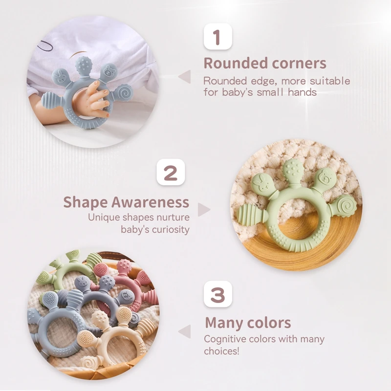 1pc Silicone Teether Food Grade Baby 0-12 Toys Teething Ring Sensory Toys for Toddlers Silicone Animal Soothing Toys Accessories - Image 31