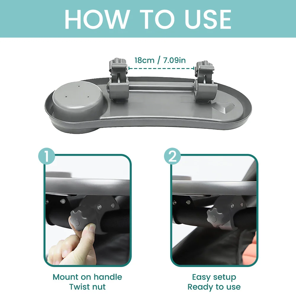 1PC Universal Baby Snack Tray for Stroller with Cup Holder, Infant Stroller Snack Tray with Cup Holder, Stroller Tray Attachment - Image 5