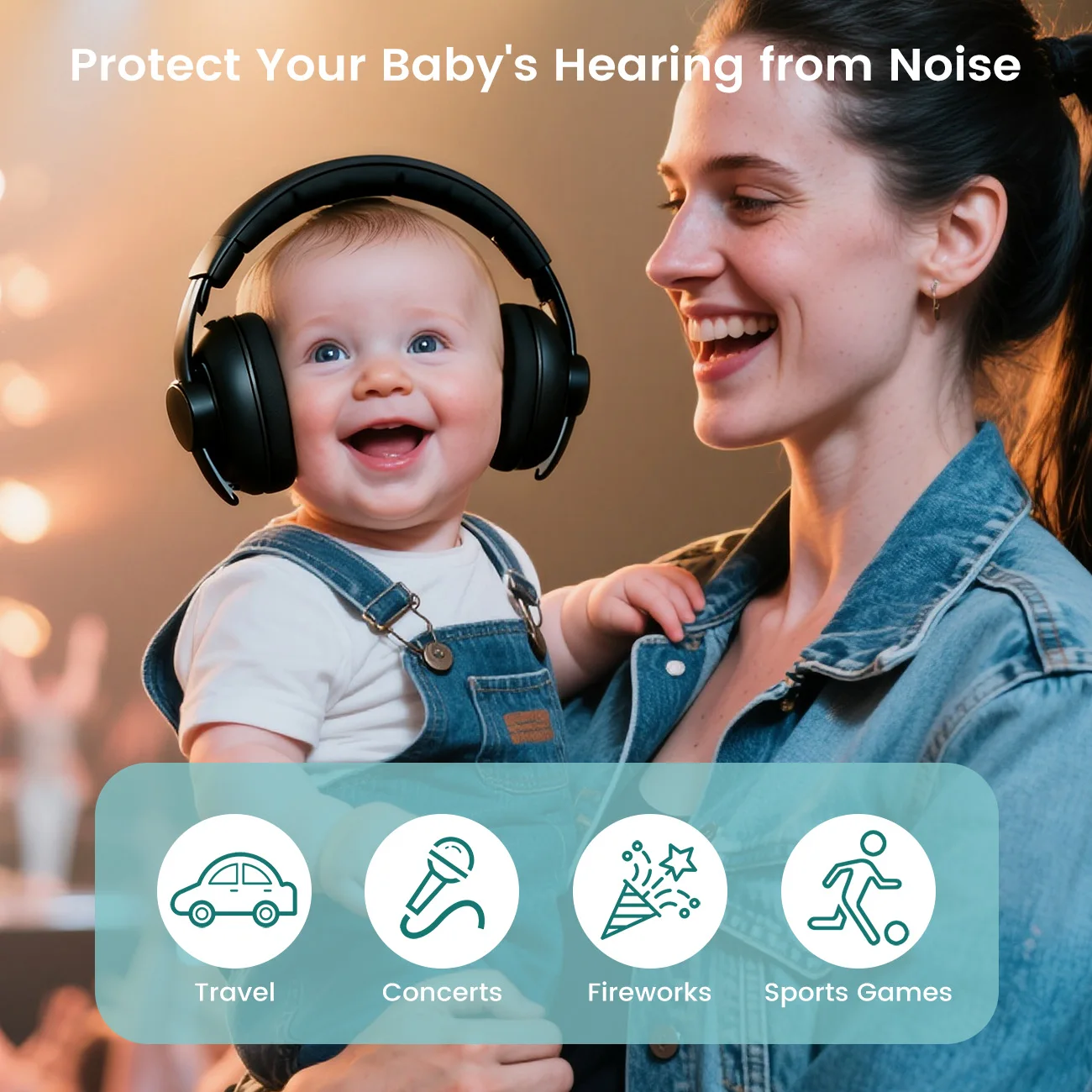 Ear Muffs for Infants with Elastic Headband, Baby Earmuffs Ideal for Flights, Baby Ear Noise Reduction Earmuffs - Baby Headphone - Image 3