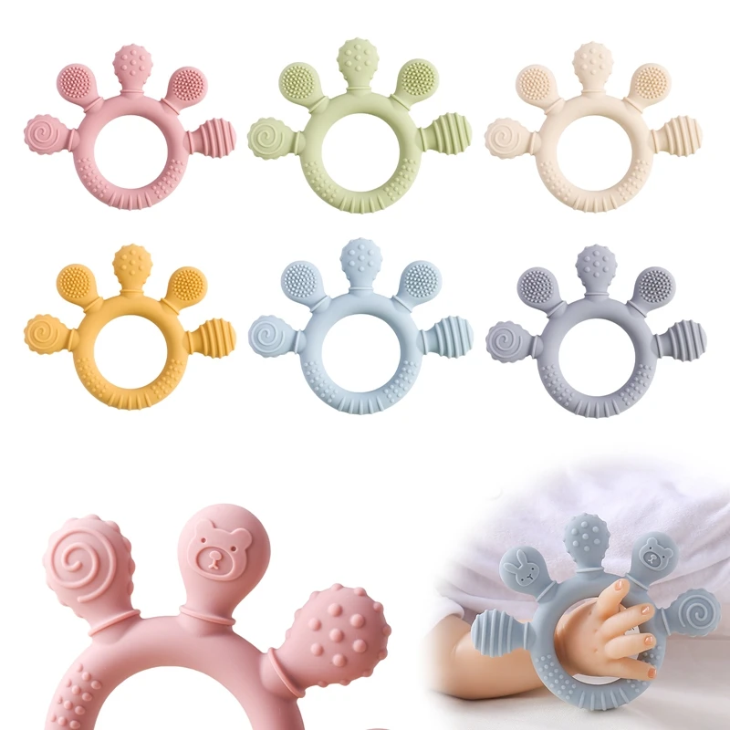 1pc Silicone Teether Food Grade Baby 0-12 Toys Teething Ring Sensory Toys for Toddlers Silicone Animal Soothing Toys Accessories - Image 5
