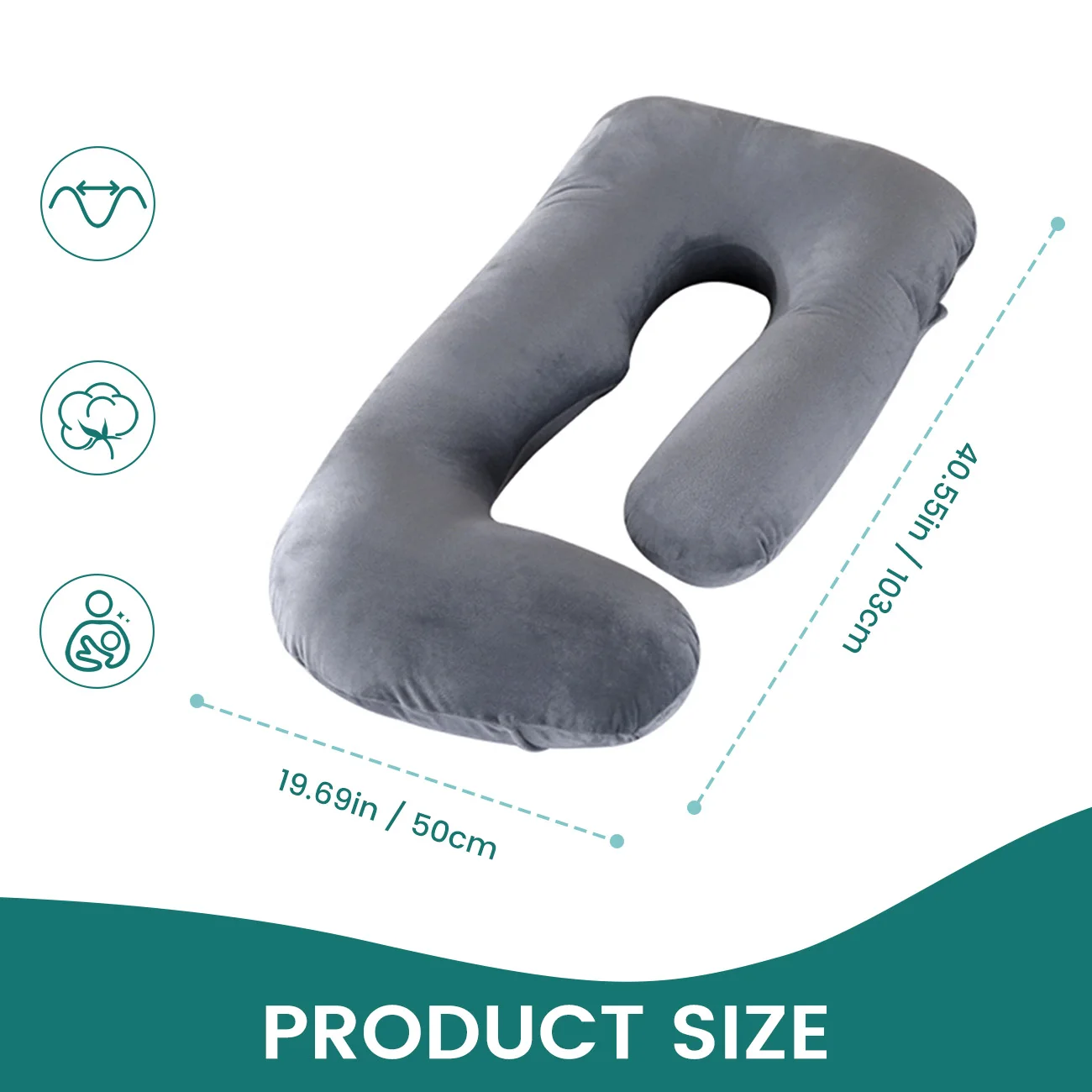 G-Shape Maternity Pillow, Full Body Support Pregnancy Pillow for Sleeping, Nursing & Side Sleeping, Soft Cotton Cover, Gray - Image 5